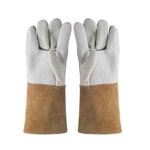 Guantes de trabajo de cuero de soldadura EN420 Guantes de soldadura de cuero dividido de piel de vaca ignífugos Guantes de seguridad de construcción industrial personalizados - Product Image 2