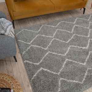 Alfombra de Pelo Sintético de Conejo, Estilo Marroquí, Gris, con Diseño de Mechones, para Sala de Estar o Pasillo - Product Image 6