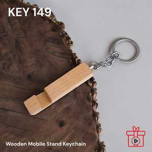 Porte-clés support de téléphone vierge en bois personnalisable, gravable, 2 en 1, mini support de téléphone et porte-clés - Product Image 1