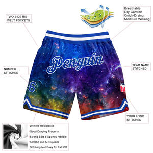 Galactic Royal-White 3D Authentique Basketball Shorts Premium Sports Apparel for Men with Custom Name Number Vibrant Nebula Design - Product Image 2