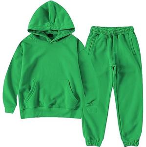 Solid Color Hooded Track Suit Sweat Suit Joggers Set Running Blank Fleece 2 Pieces Casual Winter Outerwear Sports Tracksuits - Product Image 1