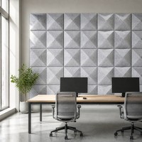 Panneau acoustique en fibre de polyester, motif pyramidal 3D, panneau acoustique pour animaux de compagnie, panneau mural modulaire absorbant le son