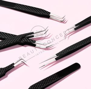 Pinzas de pestañas de plasma negro de alta calidad al por mayor extensión de pestañas de acero inoxidable respetuosa con el medio ambiente de etiqueta privada personalizable - Product Image 3