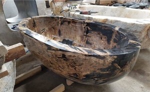 Vente flash : Baignoire autoportante moderne, entièrement naturelle, grande, noire, à lèvres épaisses, pour une personne, durable, pour une immersion profonde - Product Image 5