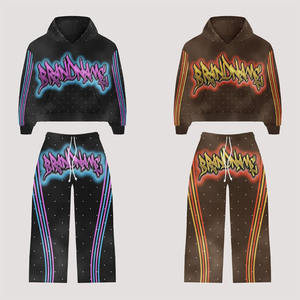 Oversized 100% Cotton Men's Tracksuit Heavyweight Casual Design with Sun Faded Streetwear & Custom Printed Embroidery for Winter - Product Image 4