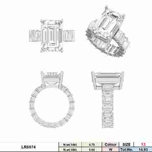 15 CT Esmeralda corte forma diamante 14K oro boda banda laboratorio crecido CVD OVL diamante boda oro anillo 13 diamante aniversario anillo - Product Image 5