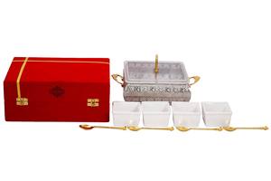 IndianArtVilla Caja de almacenamiento de diseño de Latón chapado en plata Contenedor de fruta seca con 4 compartimentos-Decoración para el hogar y artículo de regalo - Product Image 2