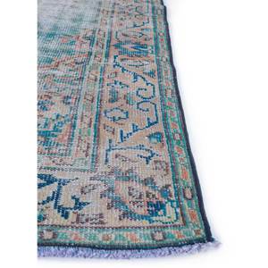 Handmade Vintage Blue Wool <b>Rug</b> Large <b>Boho</b> Style Medallion Abstract and Rectangle Pattern for Home Entryway Hallway-Pae-2069 - Product Image 4