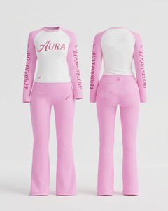 Ensemble t-shirt et jogging en molleton imprimé en coton mélangé doux, effet brillant marron, logo personnalisé imprimé en relief, mode féminine - Product Image 4