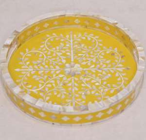 Bandejas para servir con incrustaciones de fregona para decoración del hogar Vintage respetuosas con el medio ambiente, incrustaciones de hueso decorativas elegantes y mejores designables para decoración de cocina - Product Image 1