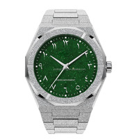Montre de luxe pour homme, style PR, entièrement en acier inoxydable, cadran effet poussière d'étoiles, mouvement japonais, finition givrée, lunette octogonale, quartz.