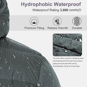 Veste matelassée légère pour femmes grande taille, veste d'hiver chaude et pliable, avec capuche imperméable et coupe-vent - Product Image 5