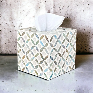 Haute qualité luxe blanc bleu nacre vadrouille bois boîte à mouchoirs couverture carré Rectangle Nacre porte-serviettes du Vietnam - Product Image 4