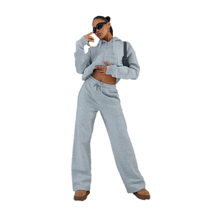 Sudadera con capucha de algodón de calidad de peso pesado, conjuntos de Jogger con logotipo personalizado, pantalones de chándal de invierno, chándal para mujer - Product Image 6