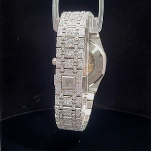Montre ronde squelette de luxe haute qualité, entièrement sertie de diamants, automatique mécanique, style Hip Hop, en moissanite pour un look tendance - Product Image 3