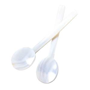 Cuchara de Nácar Blanco Premium, Cuchara para Caviar, Cuchara para Helado, 7/8/9 cm, Logotipo Grabado con Láser Personalizado para Fiestas - Product Image 1