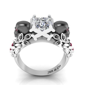 Anillo de compromiso con diseño de calavera de Plata de Ley 925 con diamante de princesa de moda para mujer a precio mayorista anillo de moda de lujo - Product Image 3