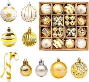 36 pièces incassable arbre de noël de noël mariage vacances fête décor à la maison ornements en laiton en 3 tailles 6 styles - Product Image 4