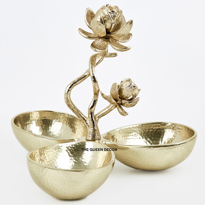 Tazón Decorativo de Aluminio con Borde y Base de Cadena Redonda, Estilo Moderno, Vajilla para el Hogar, Tazones para Servir - Product Image 2