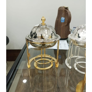 Vaisselle de chauffe-plat vintage rond plat de service alimentaire serveur de table plat de chauffe-plat pour mariage fête d'anniversaire service de nourriture - Product Image 1