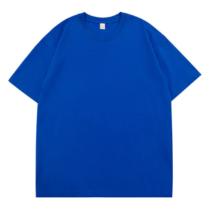 Camiseta de algodón con cuello redondo para hombre, camiseta informal transpirable de manga corta, color sólido, 260GSM, Verano - Product Image 5