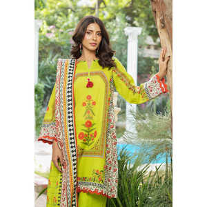 Conjunto de Traje Holgado de 3 Piezas para Mujer, Transpirable, Bordado a Mano, Estampado, Khaddar, 100% Algodón, SD-52243 - Product Image 5