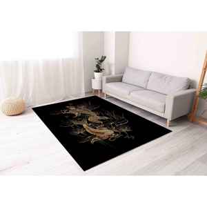 Alfombras con Símbolos Asiáticos de Carpas Koi y Lotos, Alfombra de Carpas Koi, Alfombra Estampada, Alfombra Suave con Pelo Largo - Product Image 4