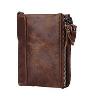 Dompet Lipat Pria Kulit Asli Full Grain RFID, Model Terbuka, Tipis, Mini, Panjang, Tempat Kartu, Kualitas Tinggi, Desain Khusus