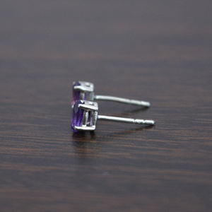 Venta al por mayor de joyería de moda Natural Raw púrpura amatista Stud pendientes Natural Stud pendiente joyería - Product Image 3