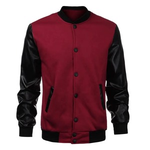 Veste de baseball universitaire à manches basiques en cuir taille XS pour hommes personnalisée à col montant Nouveaux vêtements d'extérieur Style High Street - Product Image 2