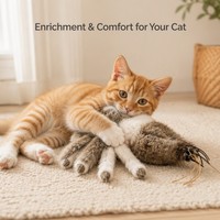 Jouet interactif pour chat en fourrure naturelle, queue de chat en fourrure de lapin froissée, jouet d'enrichissement pour chats d'intérieur et chatons