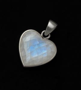 Superb Natural Rainbow Moonstone Heart Checker sólido 925 plata esterlina plateado Vintage colgante para mujer joyería al por mayor - Product Image 4