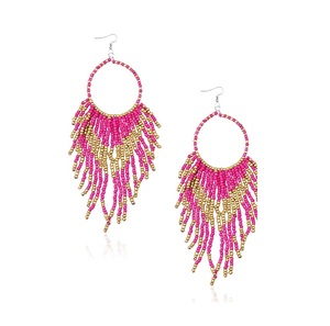 Pendientes de aro hechos a mano con cuentas de semillas étnicas de estilo bohemio nuevo diseño de gota de moda para ropa de fiesta con opción de regalo - Product Image 1