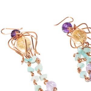 beGems Wholesale <b>Lantern</b> Floral Petal Hoop Earrings for Women Natural <b>Copper</b> Casual Nature Inspired Artisan Jewelry - Product Image 1