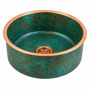 Lavabo de Cobre Hecho a Mano DIVRIS, Lavabo Individual sobre Encimera, Rústico, Mate, Redondo, Fácil de Limpiar, NJC-2018 - Product Image 1