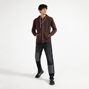 Vente en gros 400gsm 100% coton French Terry sweat à capuche pour hommes double fermeture éclair sans cordon de serrage pour impression bouffante teint en plaine pour automne sweat à capuche - Product Image 2