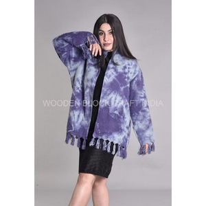 Veste matelassée en coton à manches longues pour femme, personnalisable, tie-dye, respirante, écologique, broderie Suzani éblouissante, hiver, col montant - Product Image 2