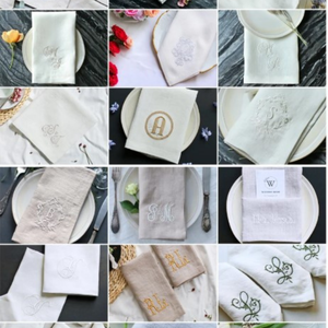 Ensemble de serviettes en coton blanc 100% de haute qualité artichaut brodé avec ourlet lavable pour la décoration intérieure dîner d'avion élégant - Product Image 2