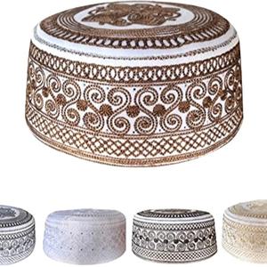 Chapeaux Kufi musulmans pour hommes, broderie de prière islamique, chapeau kohia, couvre-chef, cadeau du Ramadan Eid - Product Image 3