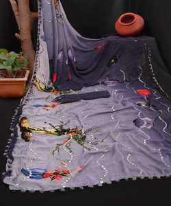 Sana soie broderie travail Saree avec chemisier pièce femmes indiennes portent pas cher bas prix fabrication en gros Surat vêtement - Product Image 5