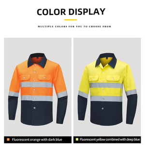 Ropa de Trabajo Industrial de Alta Visibilidad Personalizada, Chaqueta y Pantalones de Seguridad Reflectantes con Logotipo, Traje de Trabajo de Polialgodón, Overol, Uniformes - Product Image 4
