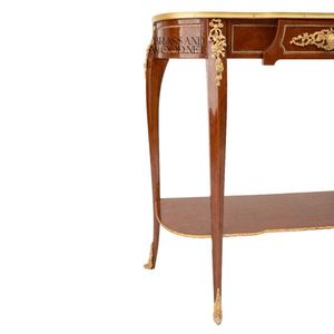 Mesa Consola Clásica de Lujo, Madera Artesanal con Detalles en Latón Dorado, Estante Inferior, Muebles de Estilo Francés - Product Image 5