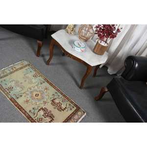 Clásico Beige azul 1,6X3,3 pies Alfombra de lana hecha a mano estilo turco Patchwork diseño rectangular para sala de estar de gran tamaño para adolescentes - Product Image 4