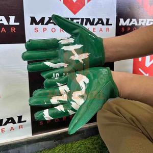 High Quality Custom Logo Design American Football Receiver Gloves Hand Grip Anti-Slip Full Finger Men Leather Silicone - Product Image 3