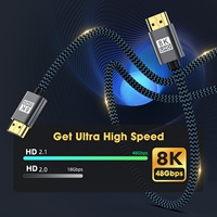 Câble HDMI 8K HDMI 2.1 Ultra numérique HD UHD tressé 8K60Hz 4K120Hz 2K144Hz pour ordinateur portable, PS4, téléviseur, projecteurs, moniteur