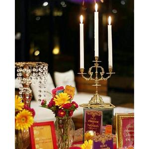 Bougeoir en laiton sculpté 3 bras, candélabre en laiton, bougeoir en laiton antique, bel article de décoration d'intérieur luxueux - Product Image 6