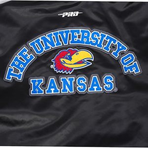 Veste universitaire brodée Kansas Jayhawks, noire, en polyester, pour adulte, style classique, avec bordure contrastée, col rond, toutes saisons - Product Image 3