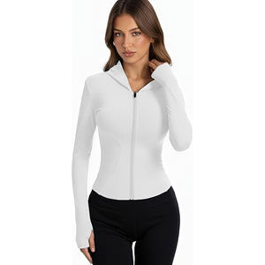 Veste douce à fermeture éclair intégrale, haut léger, extensible, vêtements de yoga, vêtements de sport confortables, mélange de nylon et de spandex - Product Image 4