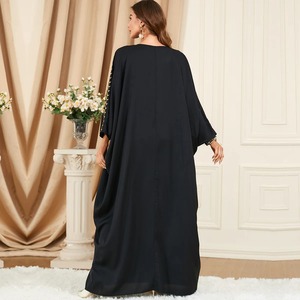 Modesto musulmán Batwing manga borla bordado Kaftan Eid Al Adha fiesta vestido de noche de talla grande Abaya - Product Image 5