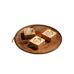 Vente en gros de bougeoirs en bois de haute qualité Décoration de table de fête de Noël Bougeoirs en bois naturel faits à la main pour hôtel - Product Image 1